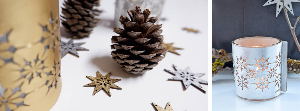 Weihnachtsdeko aus Leder Windlicht, Wunschleder