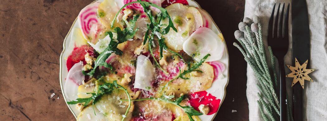 Bunte Bete Carpaccio, Weihnachtsmenü, Vorspeiße, Wunschleder