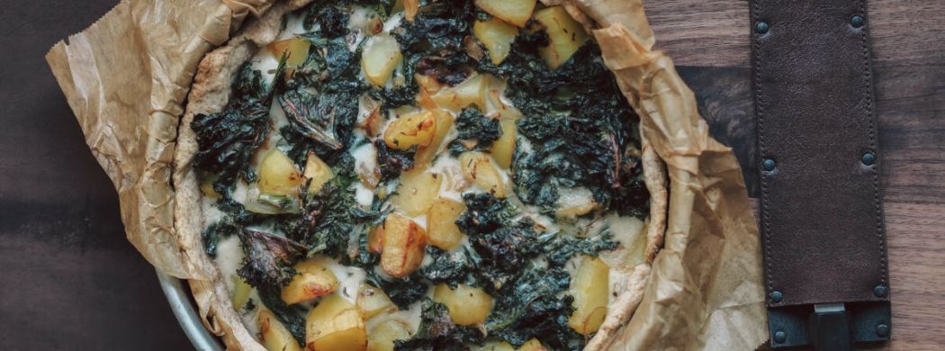 Grünkohl-Kartoffel Quiche, Winter, Quiche, herzhaft backen, Wintergemüse, Abendessen, Wunschleder