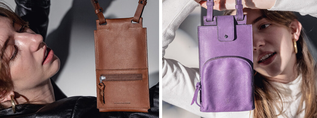 Handytasche mit Geldbeutel im Alltag kombinieren, Wunschleder