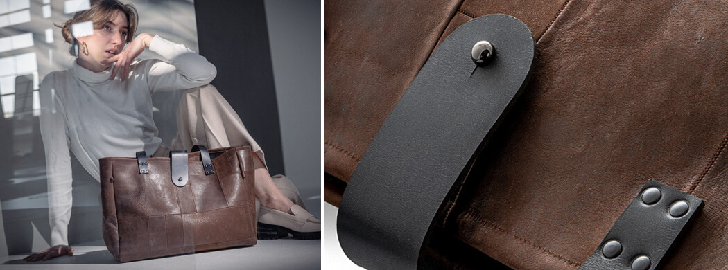 Outfits mit Patchwork-Shopper, Wunschleder