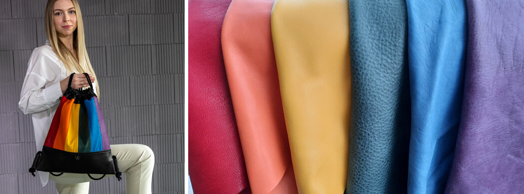 Turnbeutel Regenbogenflagge, Lederturnbeutel Pride Design, Wunschleder