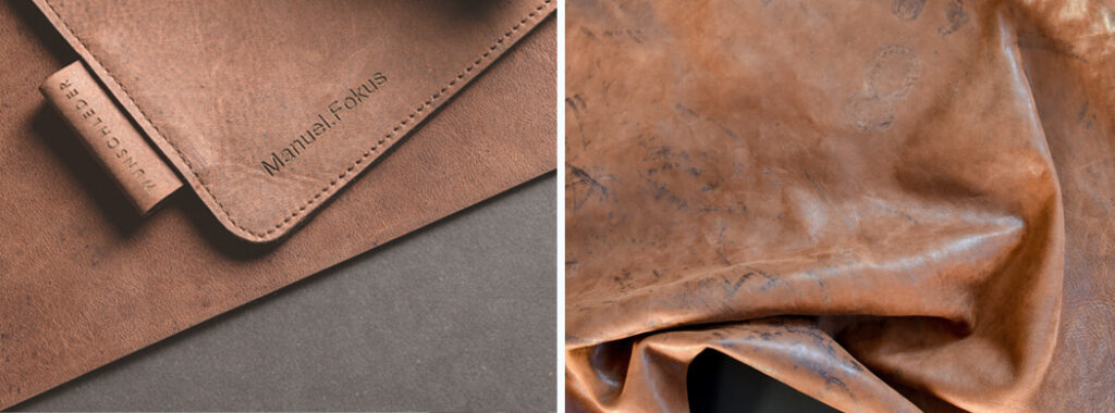 Personalisiertes Bürozubehör aus hochwertigem anilingefärbtem Bio-Leder, Wunschleder