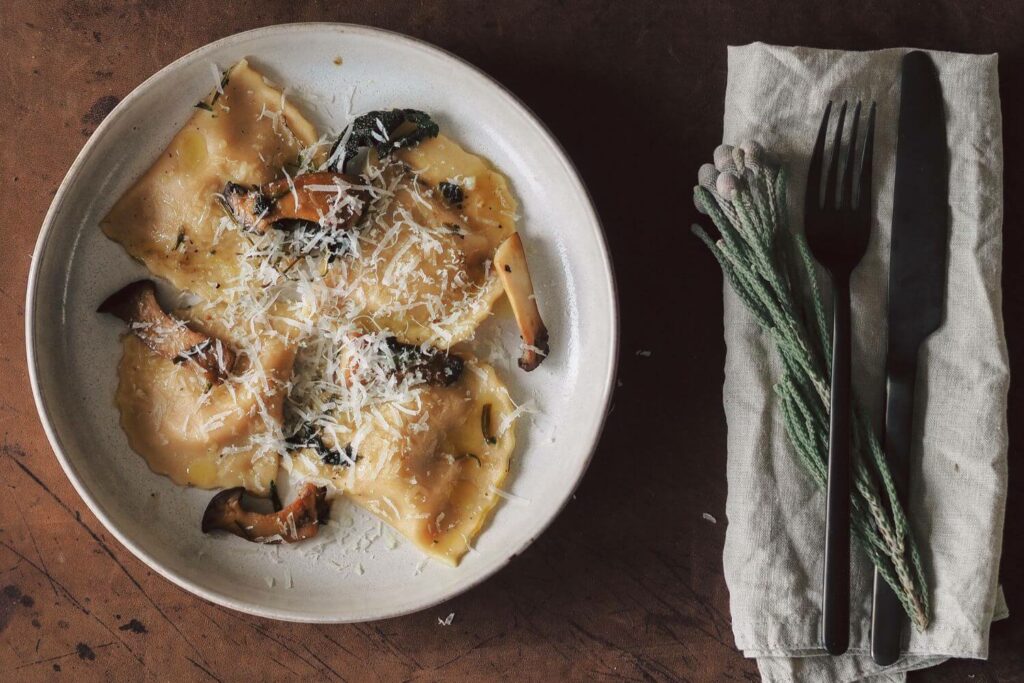 Link zu Kürbis-Ravioli mit Pilzen