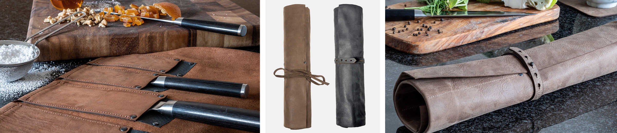 Messertasche Leder personalisierbar, Rolltasche für Kochmesser, Messer Tasche Echtleder, Wunschleder