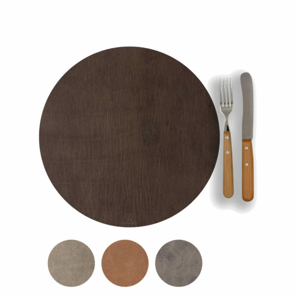 Rundes Platzset Rindleder | rundes Lederplatzset | rundes Platzdeckchen Echtleder | Ledertischset ru | Wunschleder