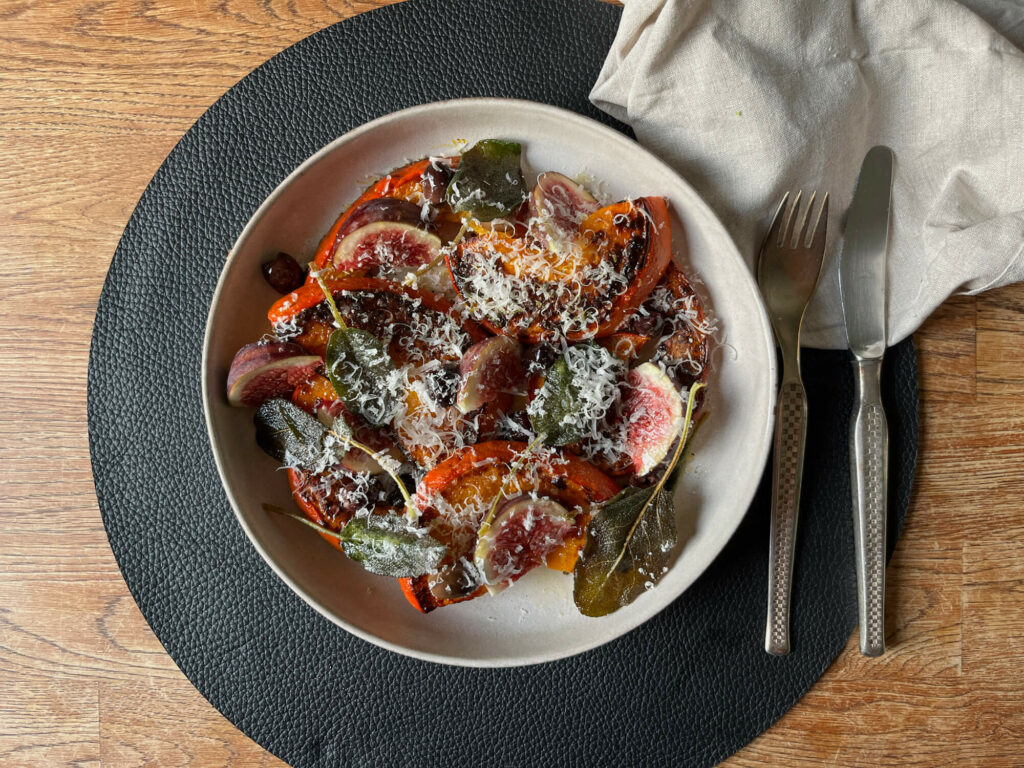 Feigen, Kürbis, Salbeibutter, herbstliche Vorspeise, Parmesan