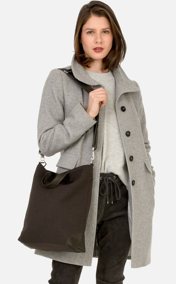 Cross-Bag aus Rindnappa/Leinen | Braun | Wunschleder