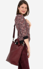 Crossbody Bag | Shopper | Shopping Bag | Echtleder | Rindnappa | dunkles rot | Wunschleder