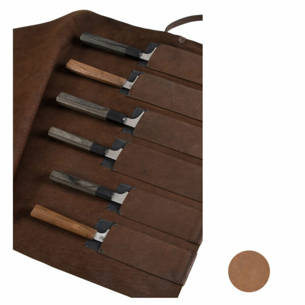 Rolltasche Pferdeleder Küchenmesser, schwarz | Wunschleder