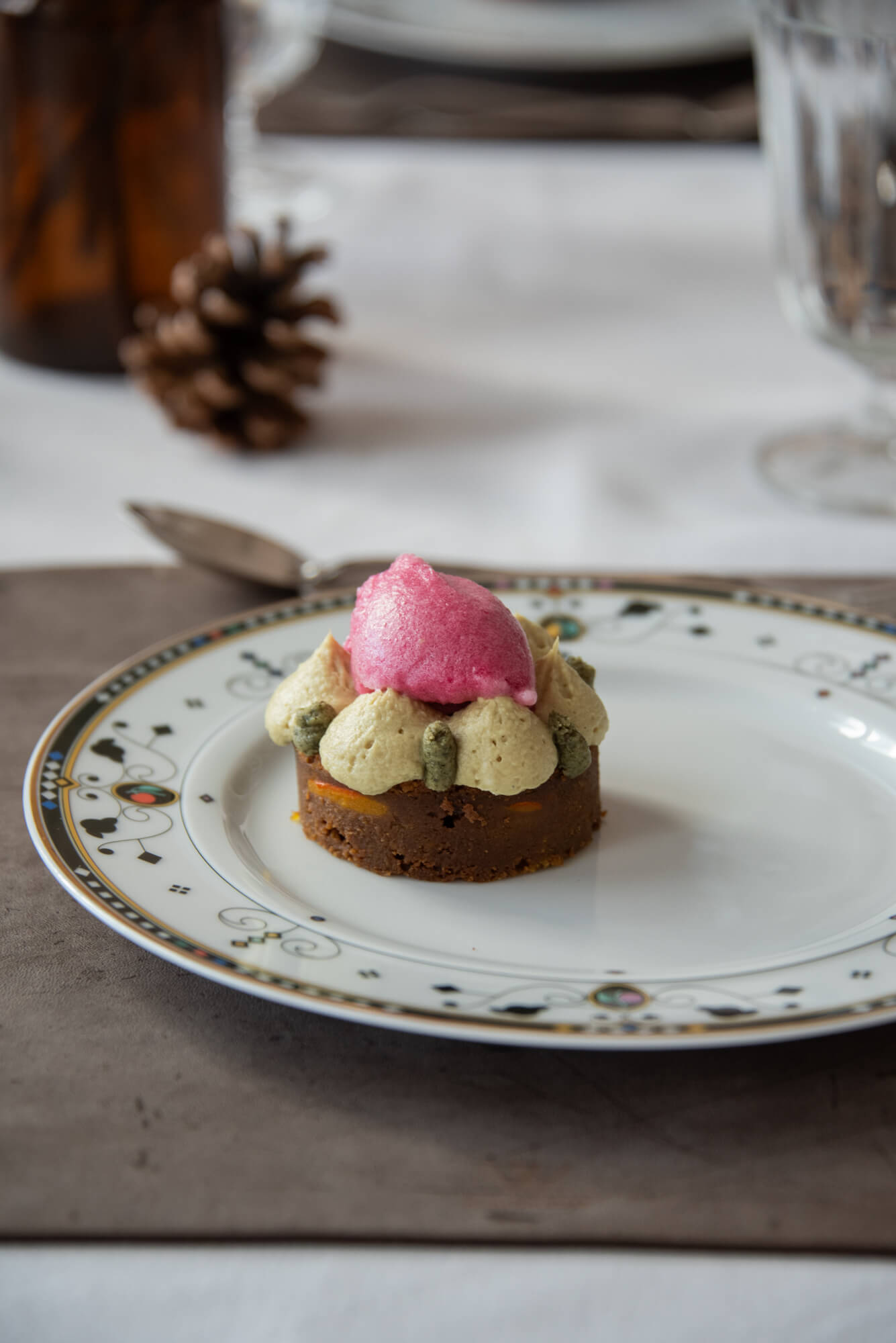 Weihnachtsdessert, Grnatapfelsorbet, Kürbis 