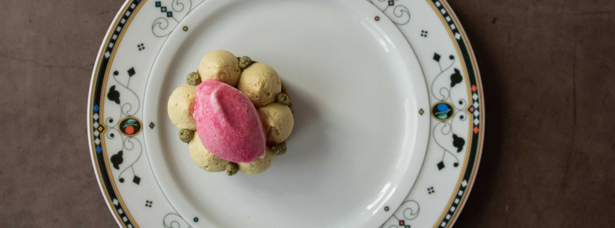 Kürbistörtchen, Kürbiskernöl, Granatapfelsorbet