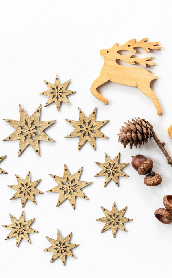 Sterne | Tischdeko | Leder | Set | gold | silber | Wunschleder