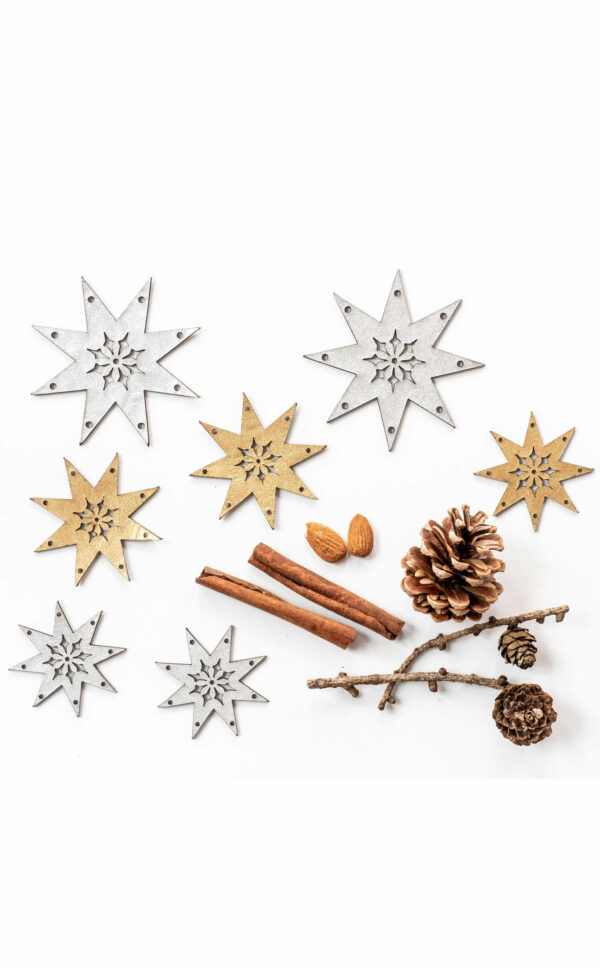 Sterne | Tischdeko | Leder | Set | gold | silber | Wunschleder