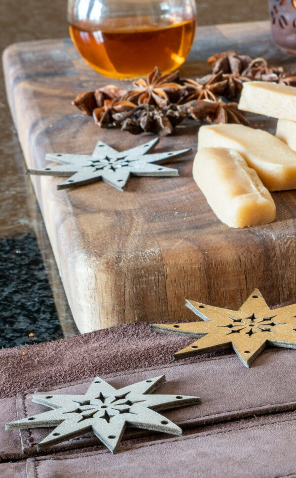 Sterne | Tischdeko | Leder | Set | gold | silber | Wunschleder