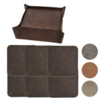 Set Quadratische Glasuntersetzer Vintage Leder | Untersetzer Bio-Leder | Wunschleder