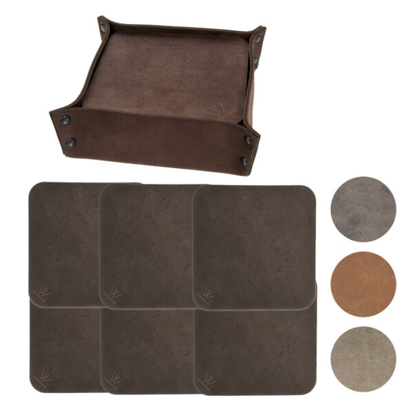 Set Quadratische Glasuntersetzer Vintage Leder | Untersetzer Bio-Leder | Wunschleder