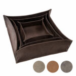 Brotkorb-Set Bio-Leder | vegetabil gegerbtes Leder |Aufbewahrungskorb Leder | Wunschleder