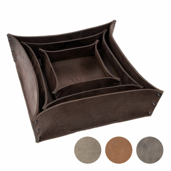 Brotkorb-Set Bio-Leder | vegetabil gegerbtes Leder |Aufbewahrungskorb Leder | Wunschleder