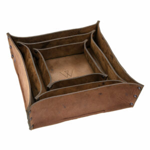 Brotkorb-Set Bio-Leder | vegetabil gegerbtes Leder |Aufbewahrungskorb Leder | Wunschleder