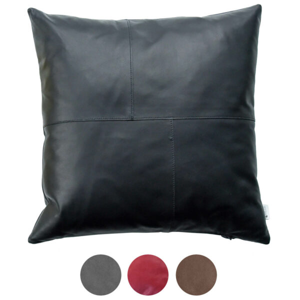 Lederkissen mit Ziernähten, Kissenhülle aus Leder, Kissenbezug aus Leder | Wunschleder