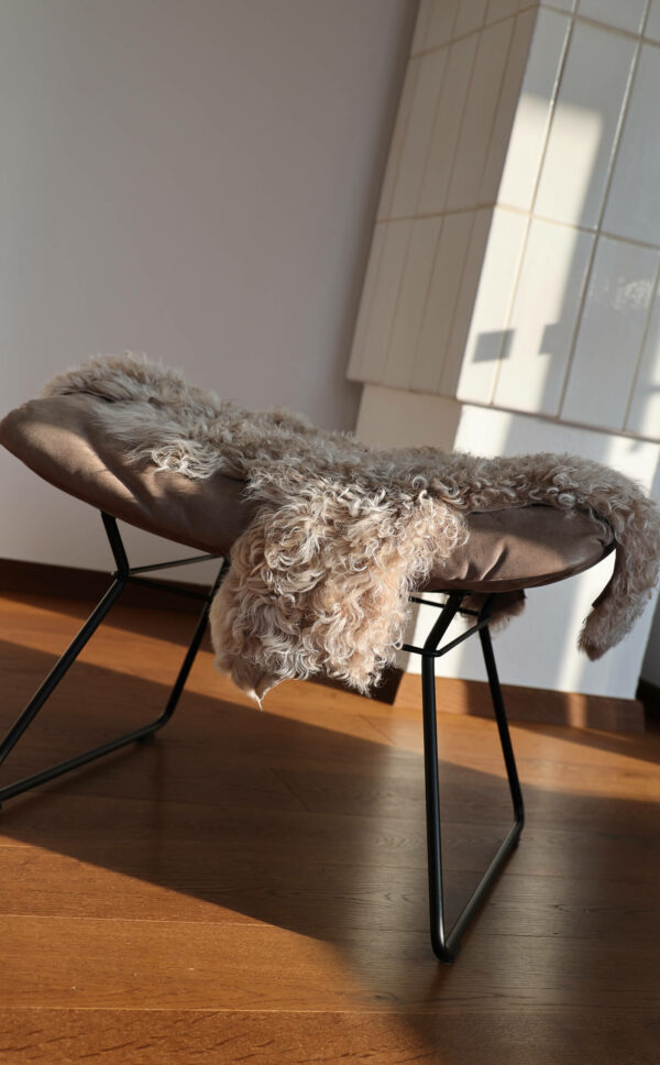 Deko Lammfell Locken, gelocktes Dekofell, Schaffell taupe, echtes Lammfell, Wunschleder HOME | Wunschleder