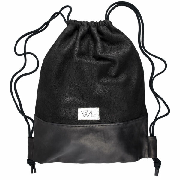 Leder-Turnbeutel | schwarz | Wunschleder