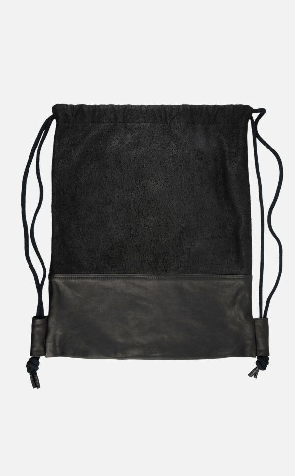 Leder-Turnbeutel | schwarz | Wunschleder