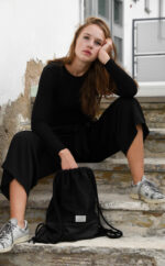 Leder-Turnbeutel | schwarz | Wunschleder