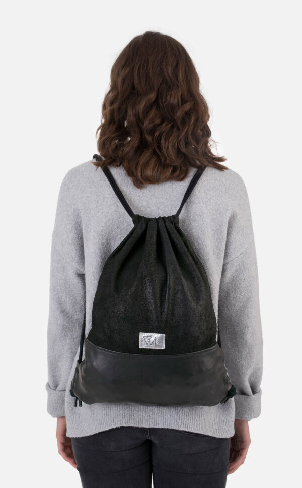 Leder-Turnbeutel | schwarz | Wunschleder