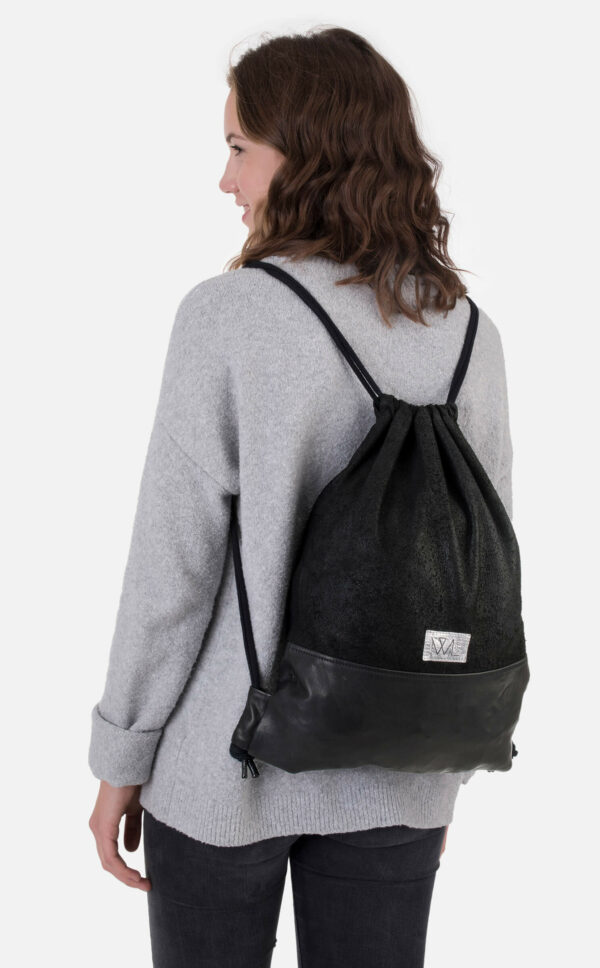 Leder-Turnbeutel | schwarz | Wunschleder