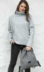 Stoffturnbeutel grau Gymbag Rucksack | Wunschleder