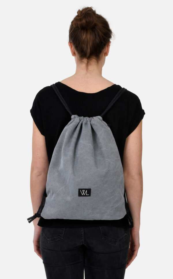 Stoffturnbeutel grau Gymbag Rucksack | Wunschleder