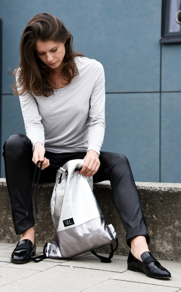 Luxus | Turnbeutel | silber | Wunschleder