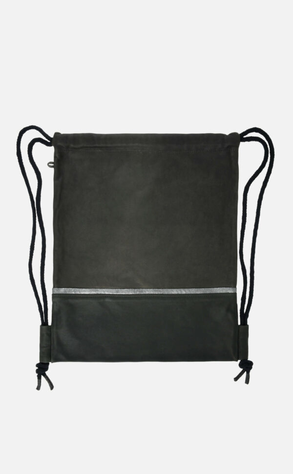 Lederturnbeutel | Grau | Schwarz | Wunschleder