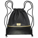 Turnbeutel | Leder | dunkelgrau | schwarz | Gold | Wunschleder