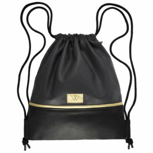 Turnbeutel | Leder | dunkelgrau | schwarz | Gold | Wunschleder