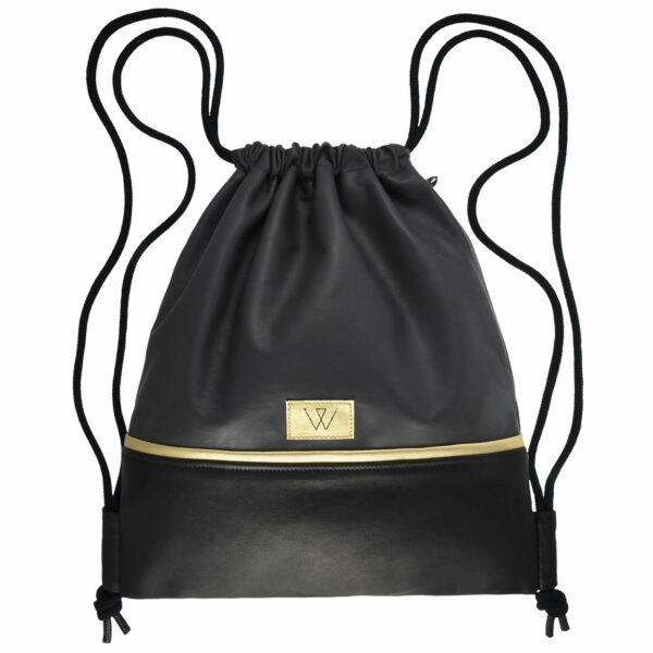 Turnbeutel | Leder | dunkelgrau | schwarz | Gold | Wunschleder