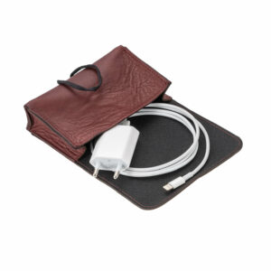 Netzteil Tasche Leder | Ladekabel Tasche Rindleder | Wunschleder