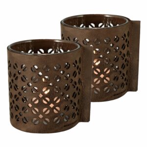 Windlicht | Leder | Bio-Pferdeleder | 2 Stück | Wunschleder