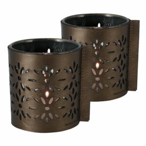 Windlicht-Glas | Metallic-Leder | 2 Stück | Wunschleder