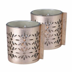 Windlicht-Glas | Metallic-Leder | 2 Stück | Wunschleder