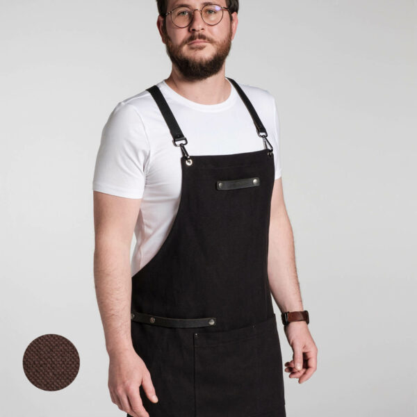 Kochschürze | Baumwolle | Canvas | braun, schwarz | robust, strapazierfähig | Wunschleder