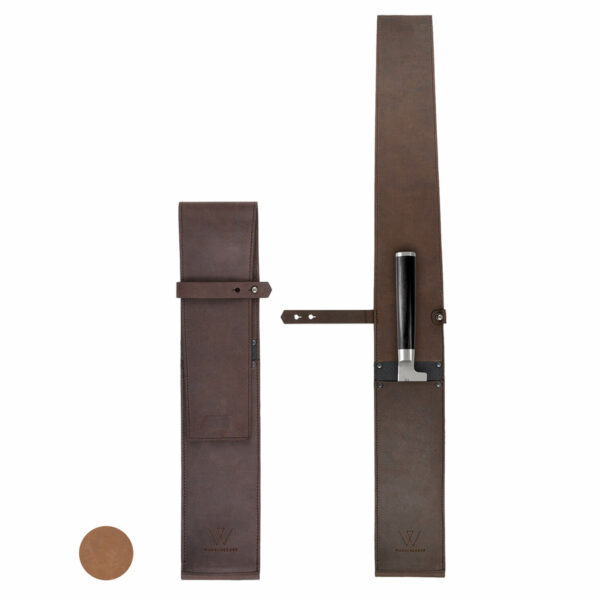 Einzelköcher für Kochmesser | Klingenschutz | Bio Pferdeleder | Echtleder | schwarz | Wunschleder