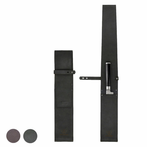 Einzelköcher für Kochmesser | Klingenschutz | Rindleder | Echtleder | grau, schwarz | Wunschleder