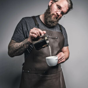 Kochschürze für Männer, Echtleder, Rindleder, schwarz, braun, strapazierfähig | Wunschleder