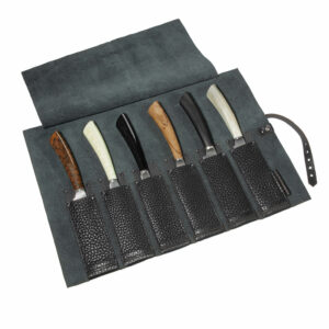Steakmessertasche Leder 6 Köcher | Messertasche Steakmesser |Rolltasche für Messer | Wunschleder