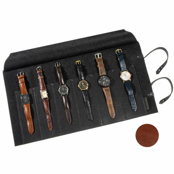 Uhrenrolltasche echtes Leder, Uhrentasche Rindleder, Uhrenetui Leder | Wunschleder