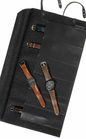 Uhrenrolltasche echtes Leder, Uhrentasche Rindleder, Uhrenetui Leder | Wunschleder