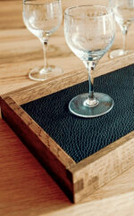 Serviertablett Holz | Serviertablett Leder | Dekotablett | Wunschleder